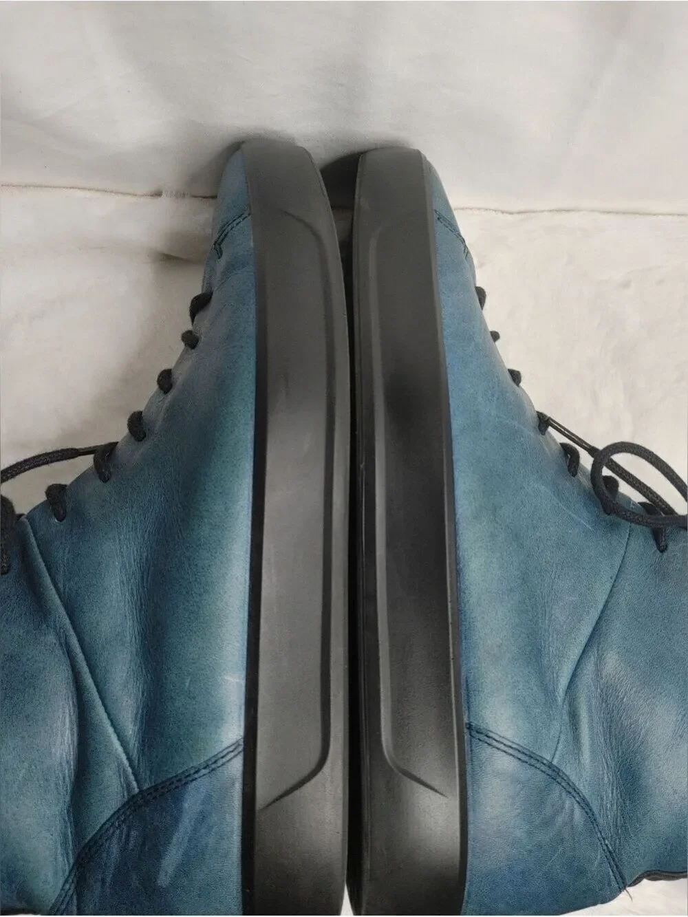 Ecco Indigo Soft 8 Tie II Men's Teal Blue Leather Chukka Boots 10/44 *see Photos